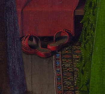 Dettaglio - Jan Van Eyck "Il Ritratto dei coniugi Arnolfini" 1434 Olio su tavola cm. 82x60 National Gallery Londra (Fig.7)