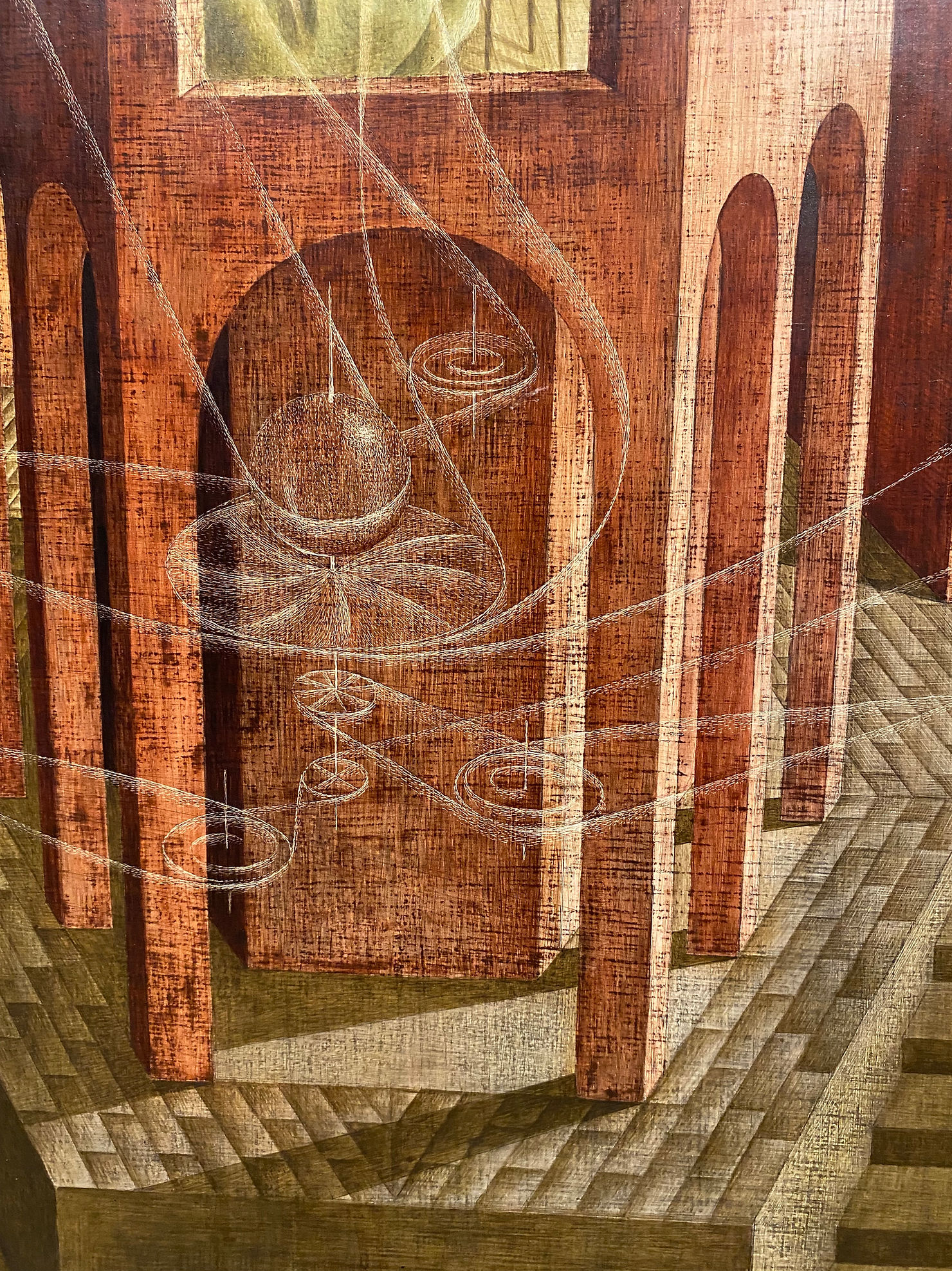 Remedios Varo "I tre destini" 1956, olio su masonite. Collezione privata, California.