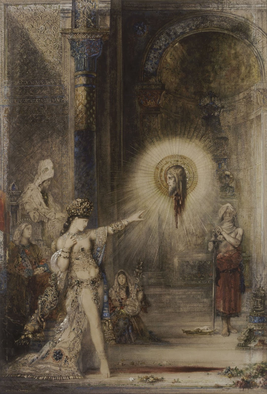 Gustave Moreau "Apparizione" 1875 ca. cm.106x72 , Acquerello. Musée d'Orsay, Parigi