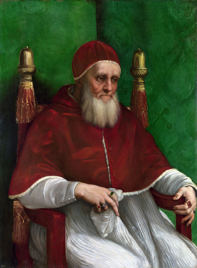 Raffaello Sanzio "Ritratto di Giulio II" 1511 - Olio su tavola (cm. 108,7x80) National Gallery Londra  (Fig.2)