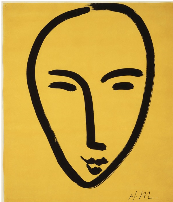 Henri Matisse, viso su fondo giallo